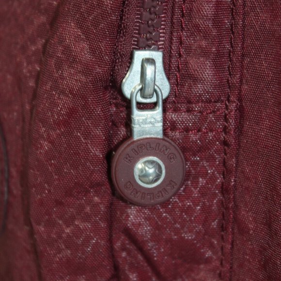 KIPLING Womens Shoulder Handbag Bag Large Burgundy Designer Shopping Hobo Luz - Picture 5 of 9